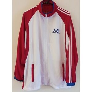Women's AAU Track & Field Jacket, Size Large, red/White, Zipper Front